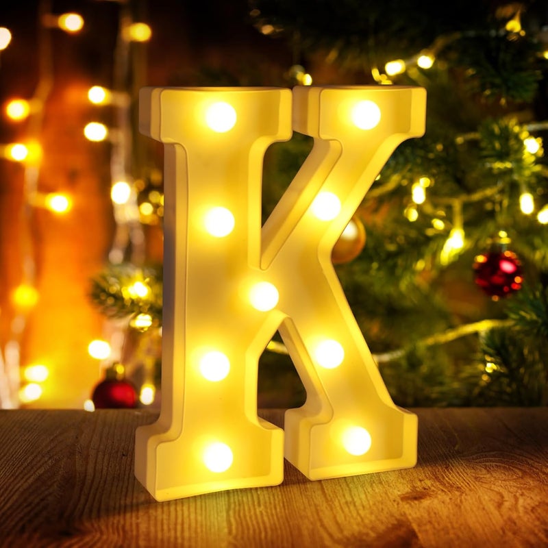 Funsky Light Up Letters K,LED Sign Marquee Letters 26 Alphabet for Party Birthday Name,Wedding,Christmas Decorations,Personalized Name Sign Letter for Centerpieces Table and Wall Decor - Image 1
